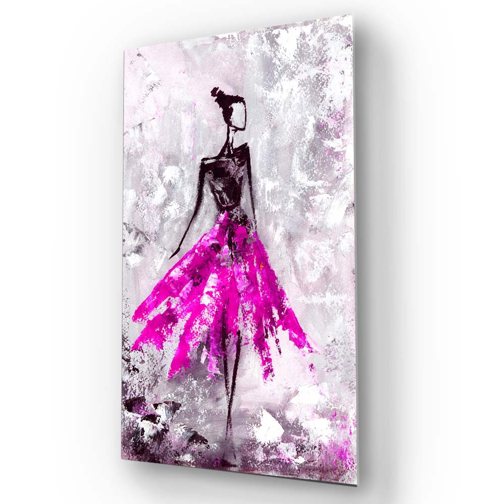 Ballerina in Pink Tutu Glass Wall Art