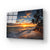 Beach Sunset with Palm Trees Glass Wall Art