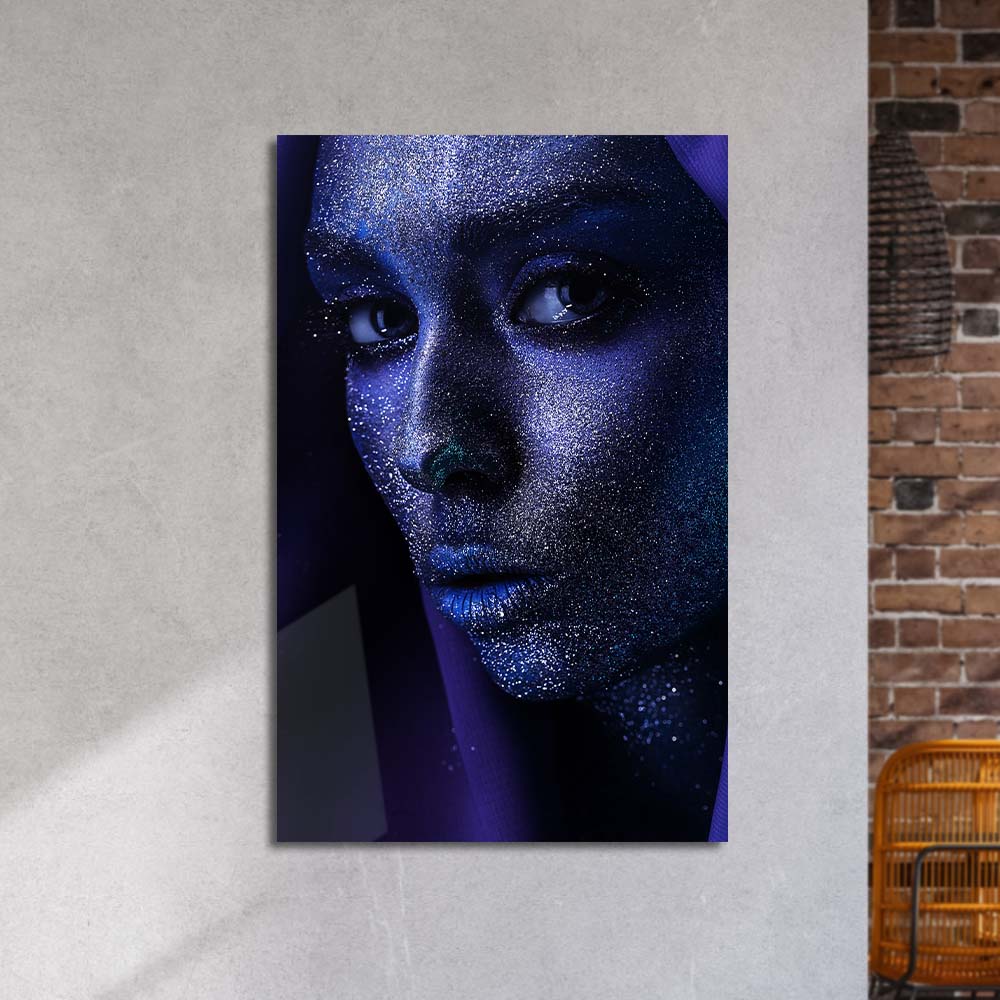 Blue Glitter Makeup Glass Wall Art