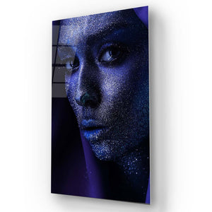 Blue Glitter Makeup Glass Wall Art