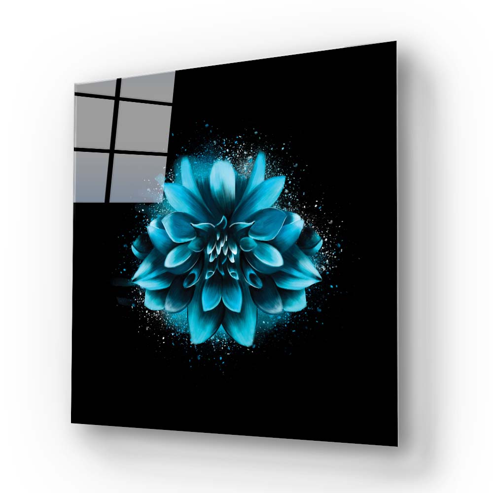 Blue Lotus Glass Wall Art