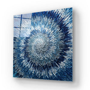 Blue Spiral Glass Wall Art