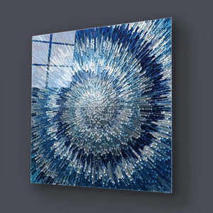 Blue Spiral Glass Wall Art