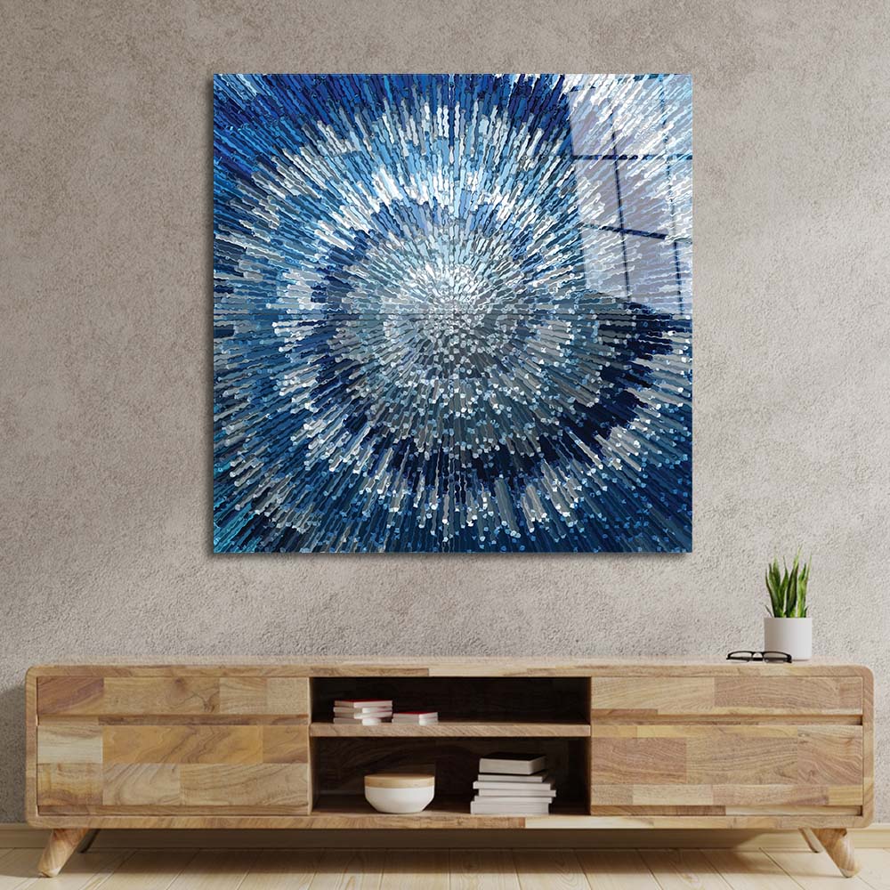 Blue Spiral Glass Wall Art