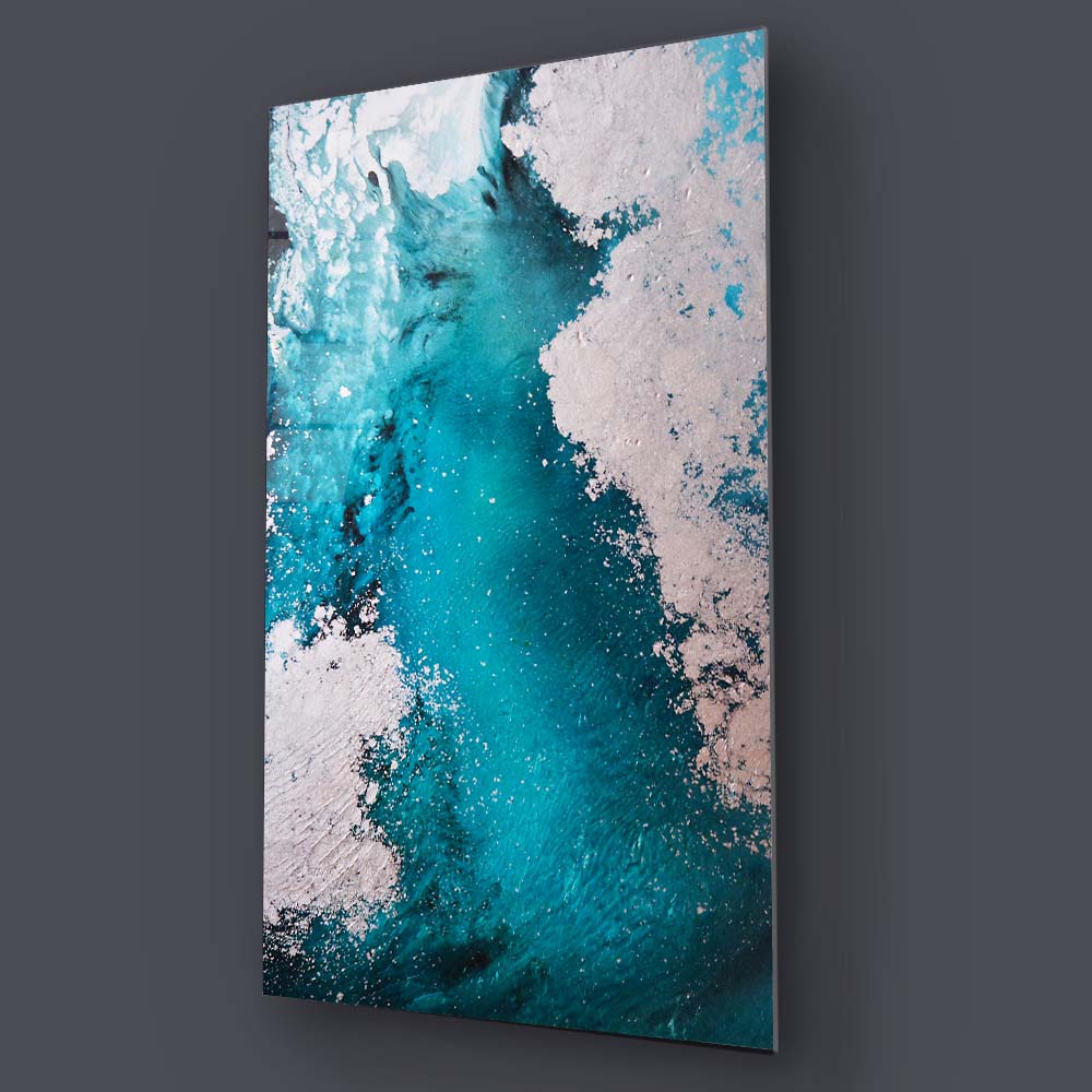 Blue White Abstract Painting 2 Glass Wall Art