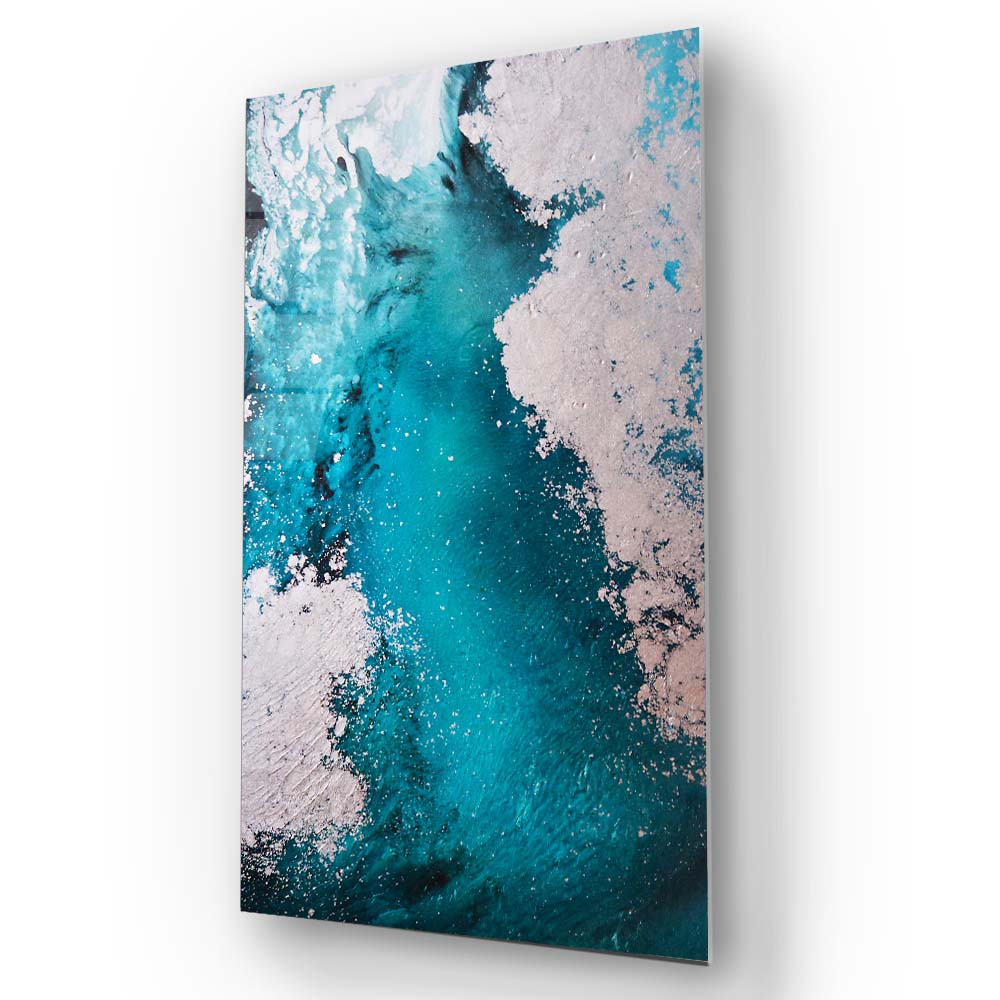Blue White Abstract Painting 2 Glass Wall Art