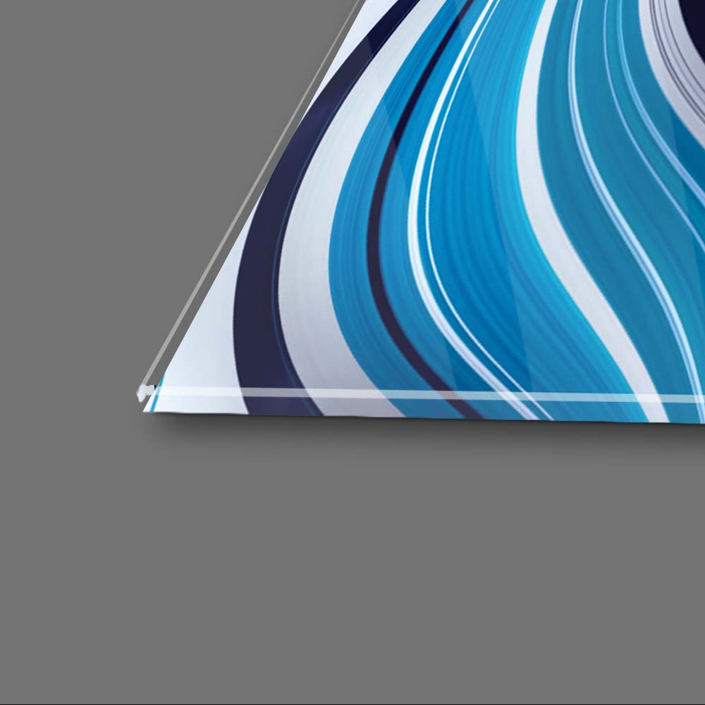 Blue and White Abstract Drops Glass Wall Art