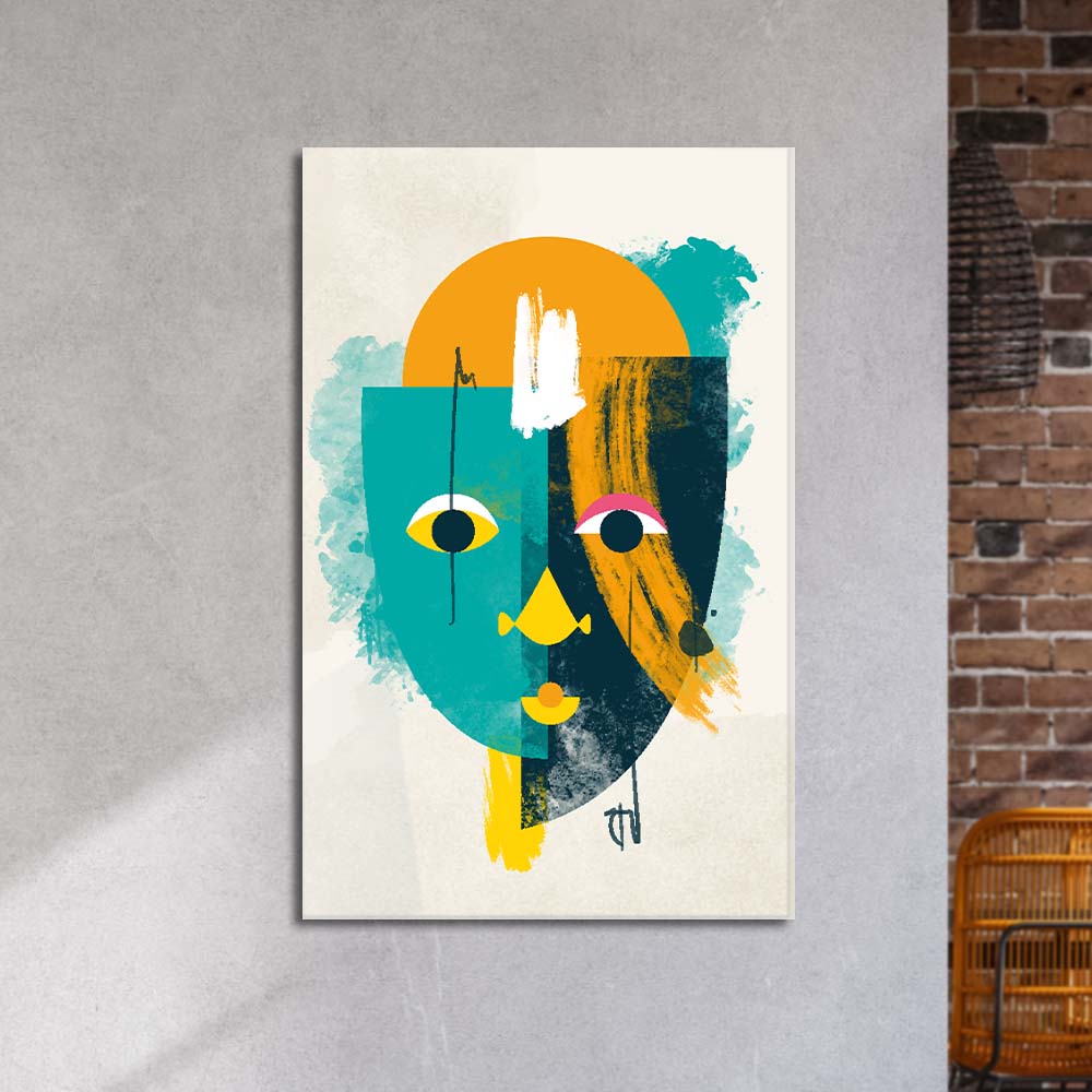 Bright Cubism Glass Wall Art