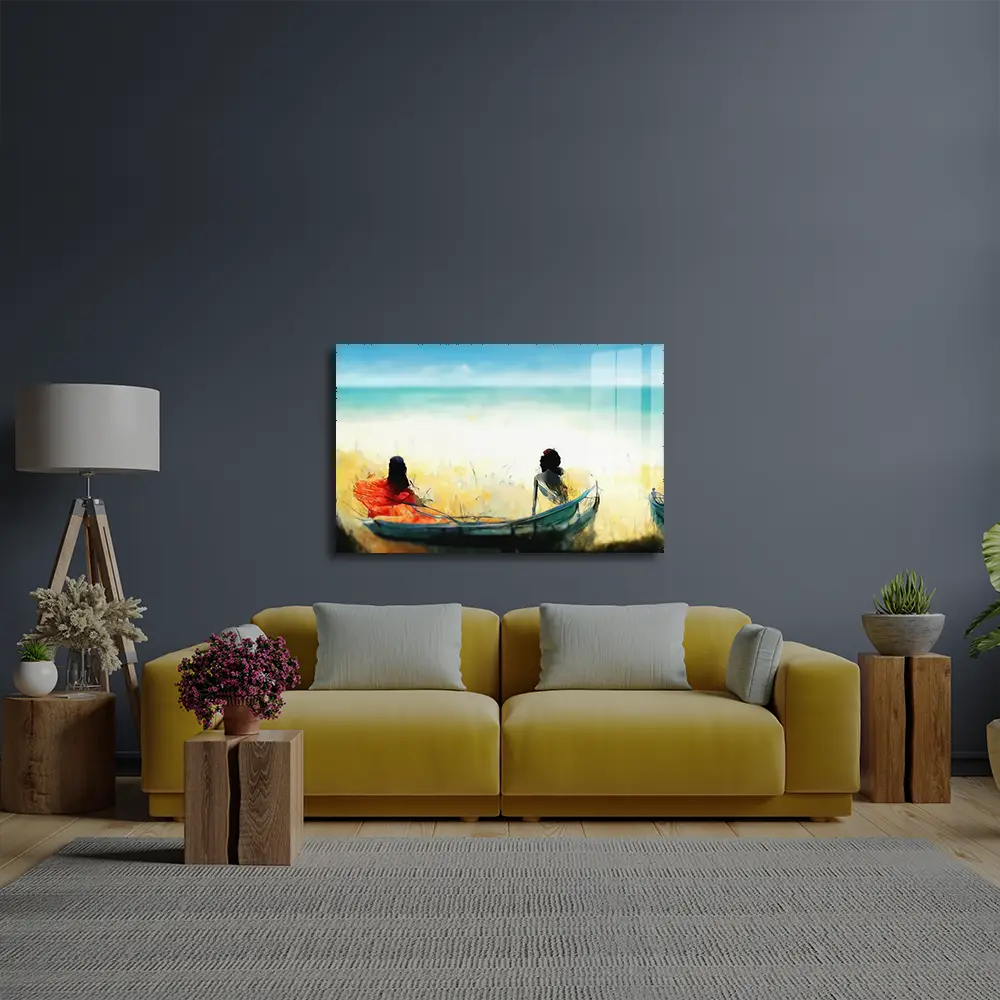 By Sea I Boat Glass Wall Art