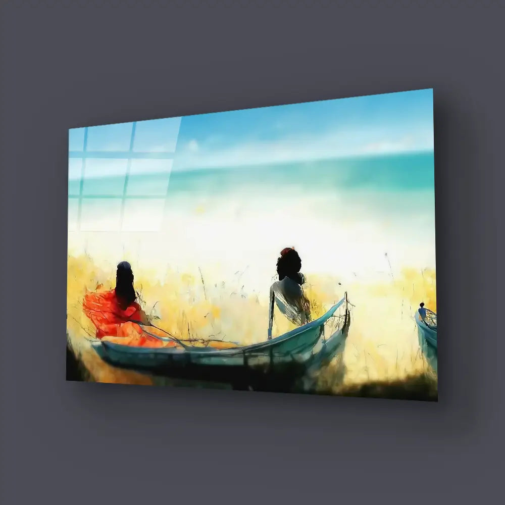 By Sea I Boat Glass Wall Art