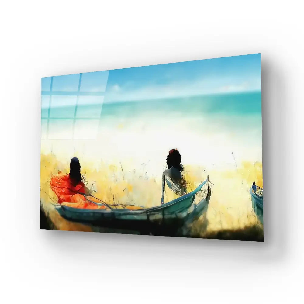 By Sea I Boat Glass Wall Art