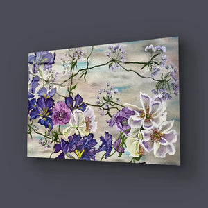 Canvas Flowers Glass Wall Art