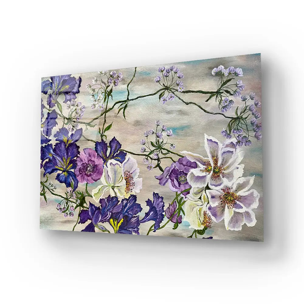 Canvas Flowers Glass Wall Art