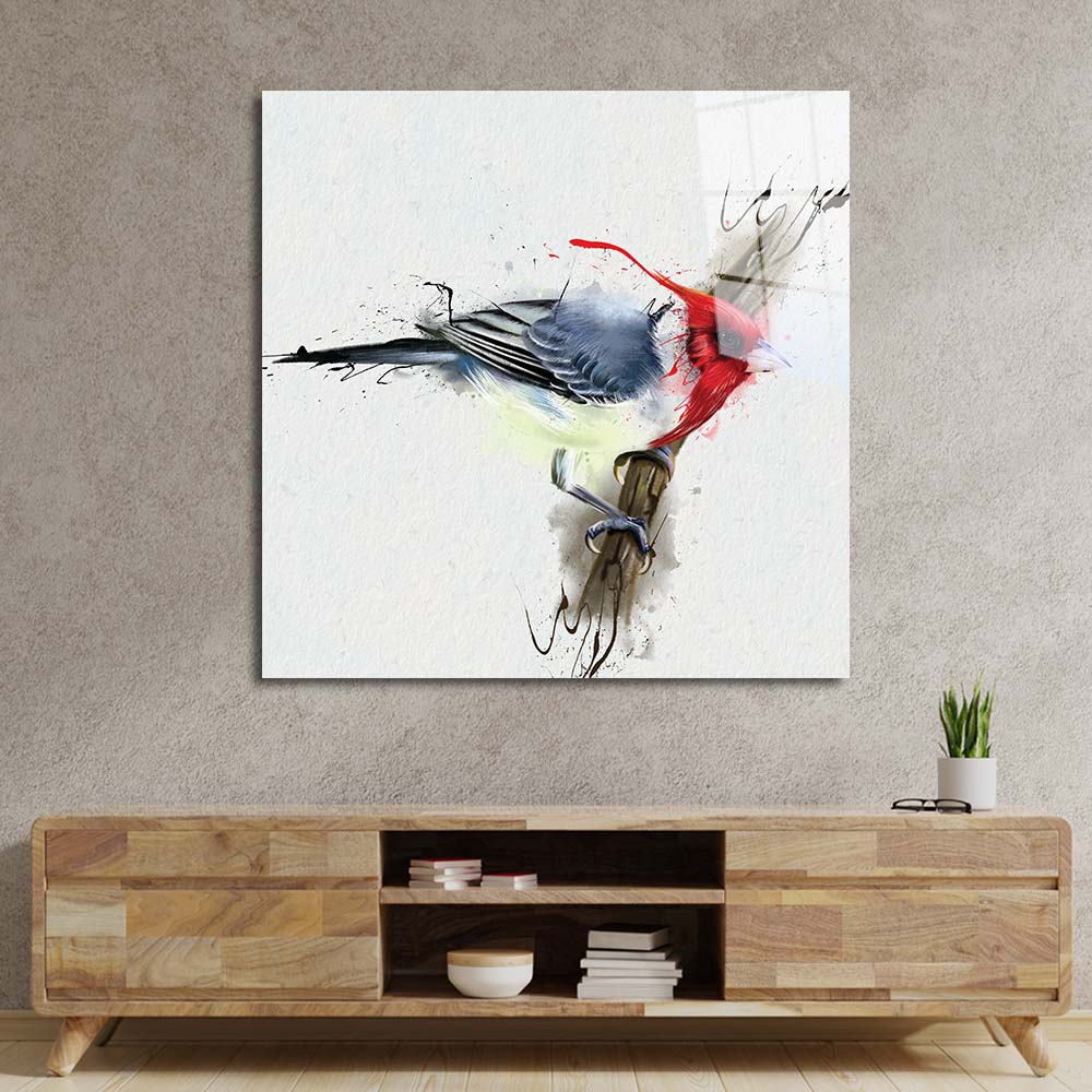 Cardinal Bird Glass Wall Art