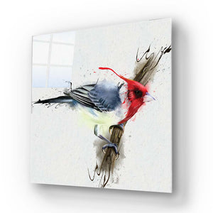 Cardinal Bird Glass Wall Art