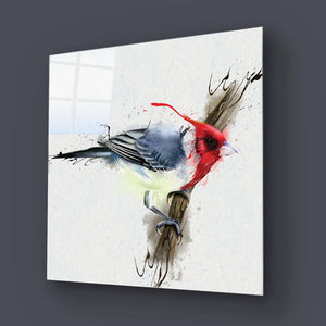 Cardinal Bird Glass Wall Art