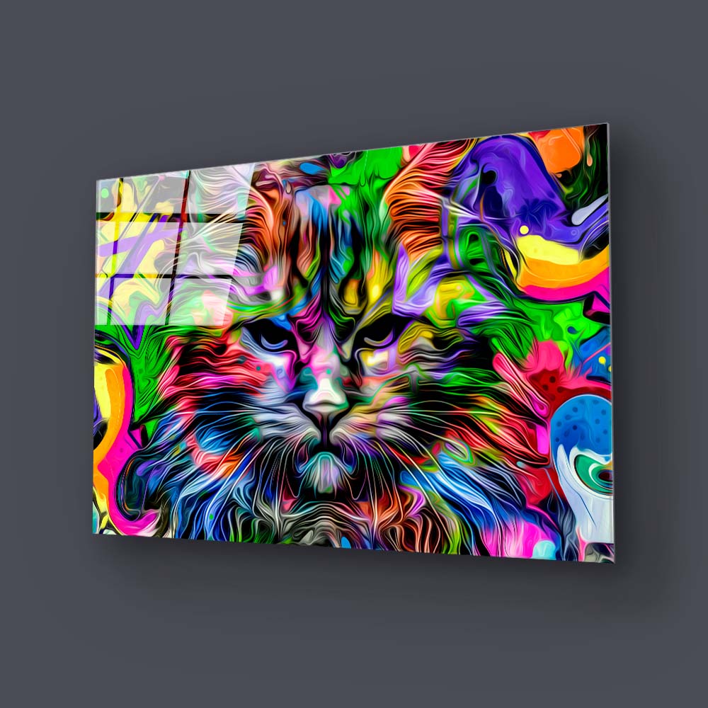 Cat Pop Art Glass Wall Art