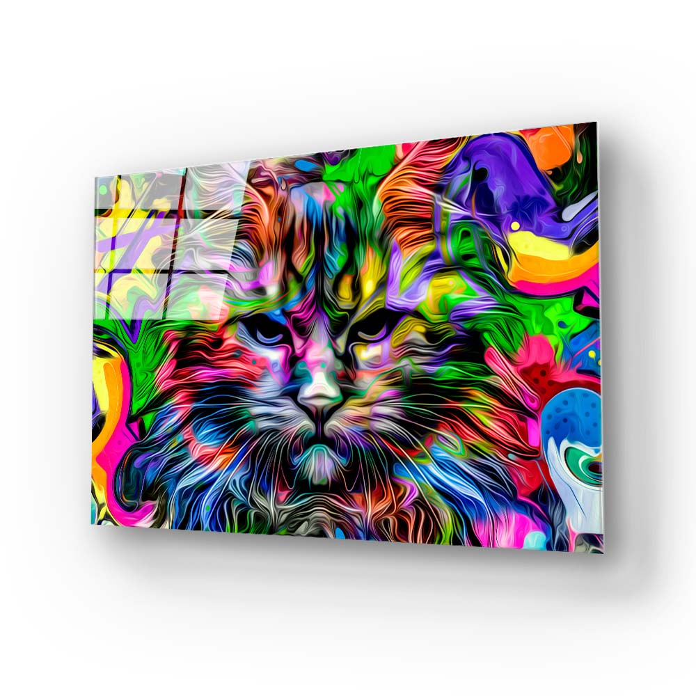 Cat Pop Art Glass Wall Art