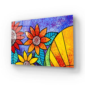 Colorful Flowers Glass Wall Art