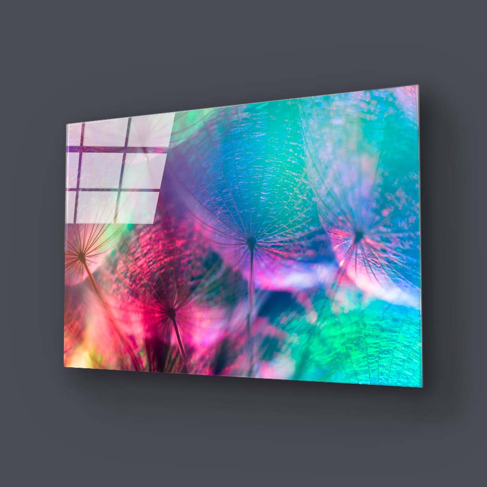 Colourful Dandelion Glass Wall Art