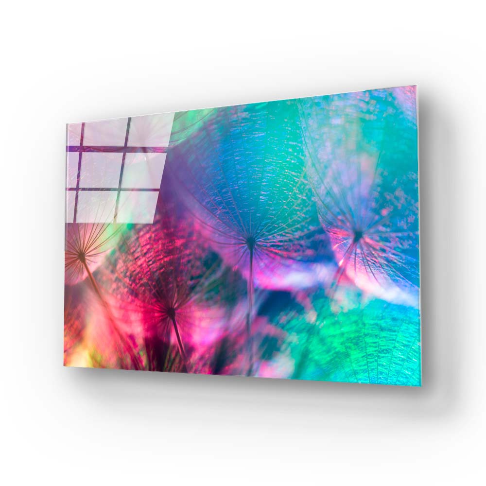 Colourful Dandelion Glass Wall Art