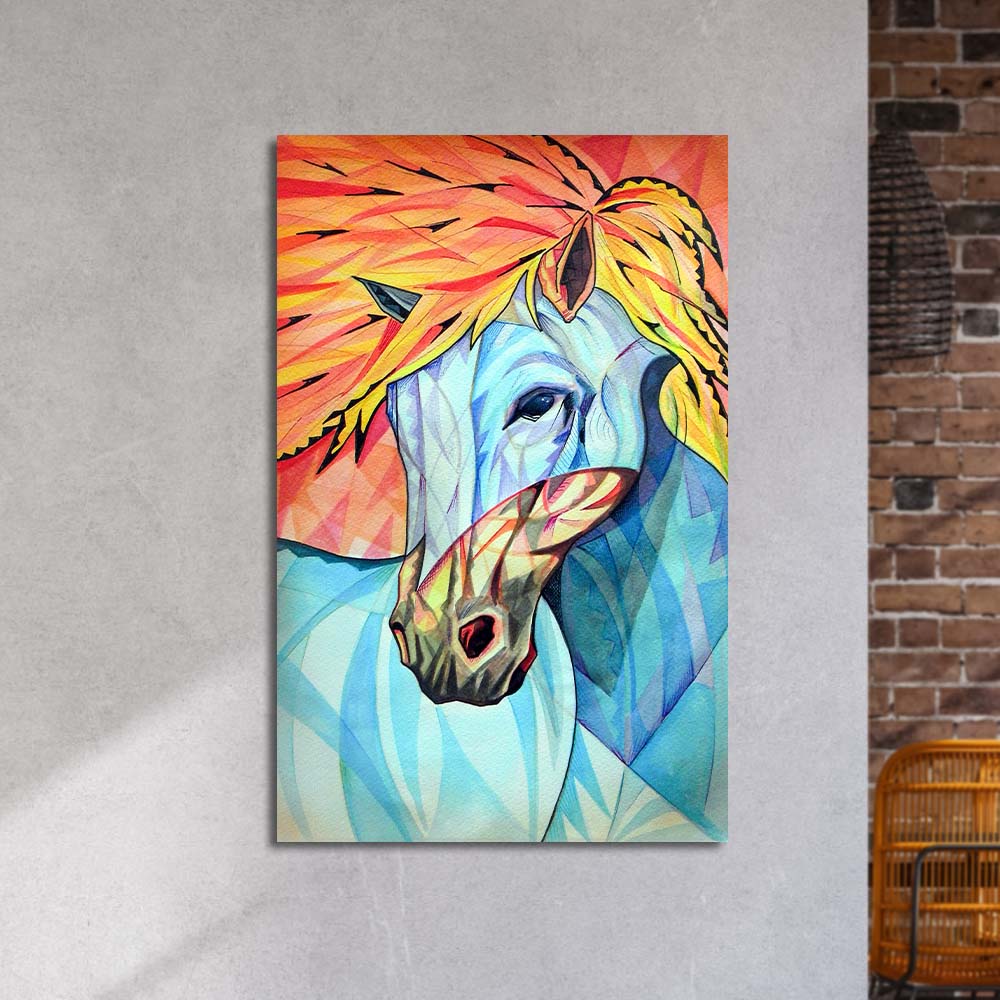 Colourful Horse Abstract Art Painting Glass Wall Art