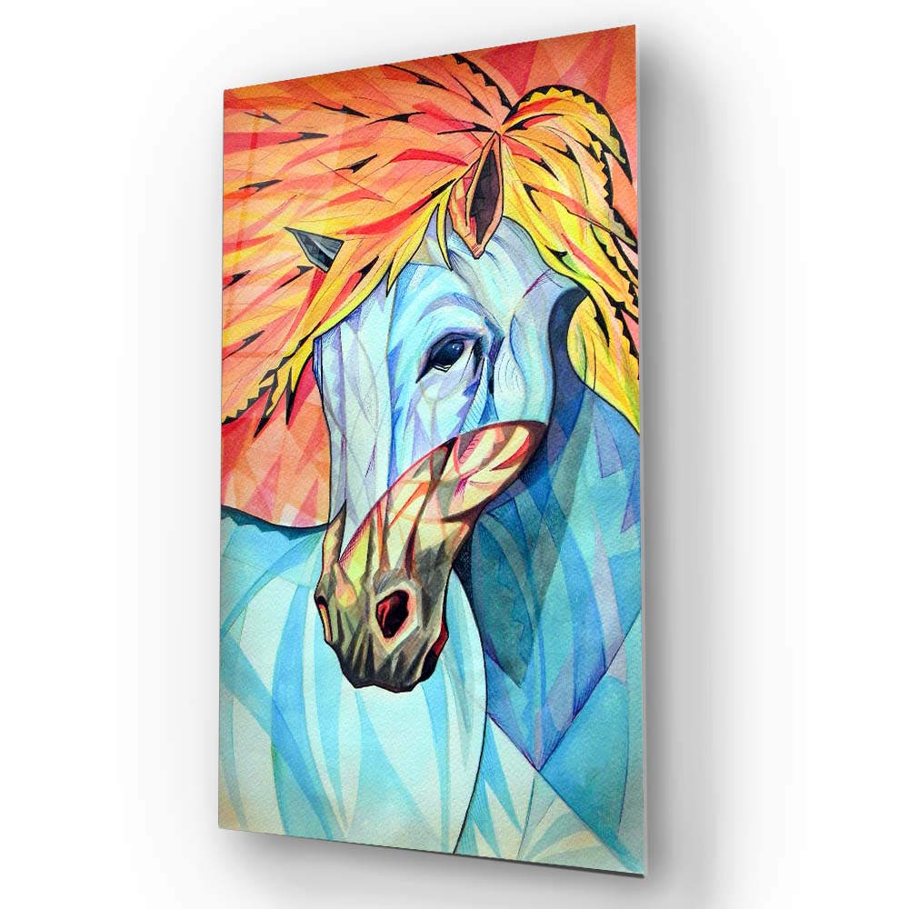 Colourful Horse Abstract Art Painting Glass Wall Art