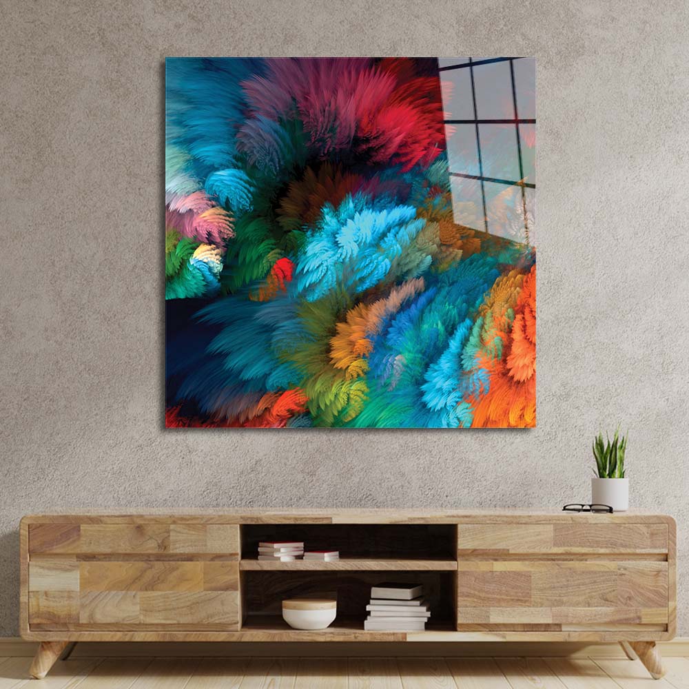 Colourful Leaves Glass Wall Art