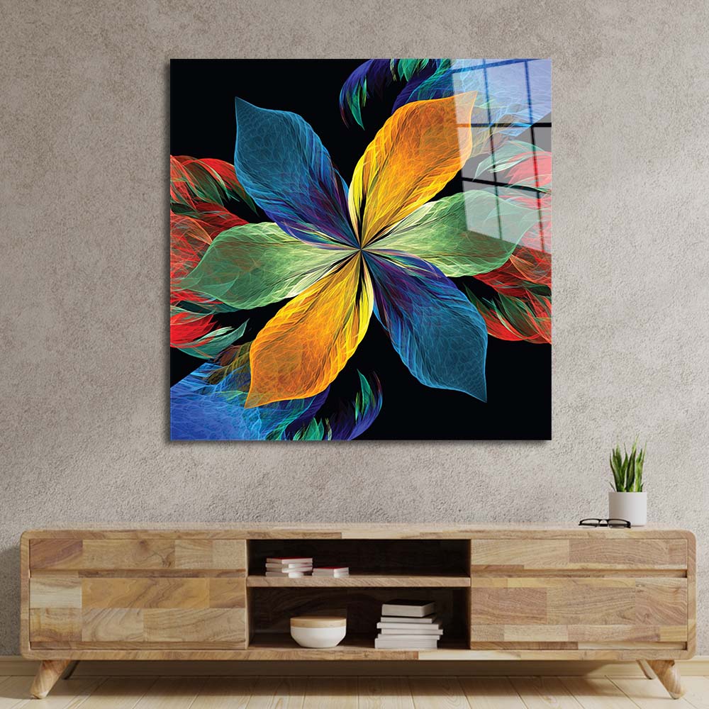 Colourful Petals Glass Wall Art