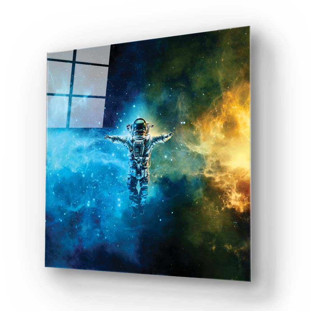 Cosmonaut in Space Classic Glass Wall Art