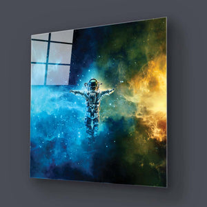 Cosmonaut in Space Classic Glass Wall Art
