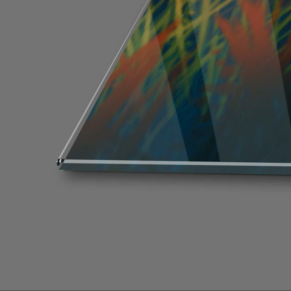 Couple Under Falling Planets Glass Wall Art