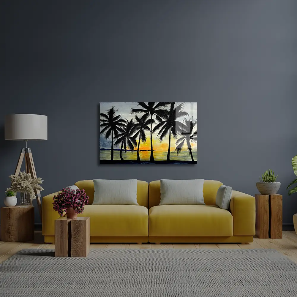 Dancing Palms Glass Wall Art