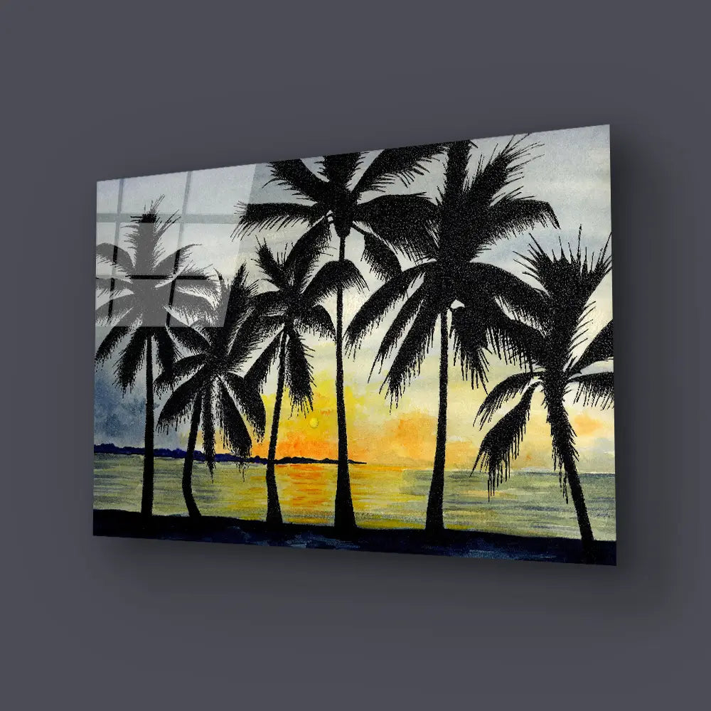 Dancing Palms Glass Wall Art