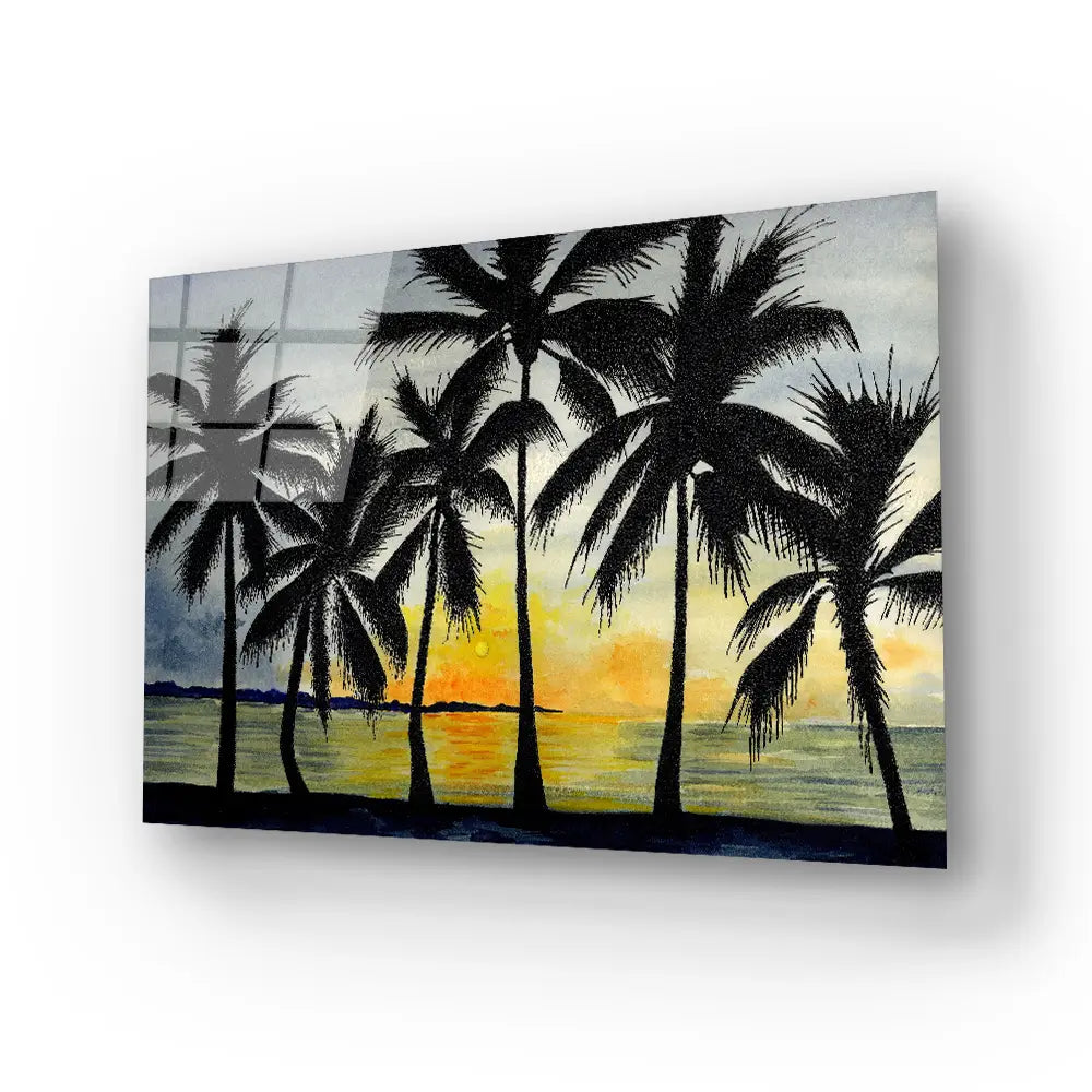 Dancing Palms Glass Wall Art