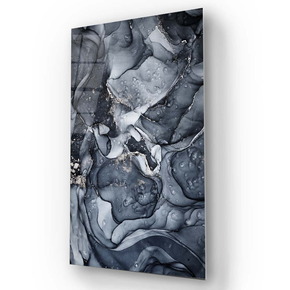 Dark Grey Alcohol Ink Abstract Glass Wall Art
