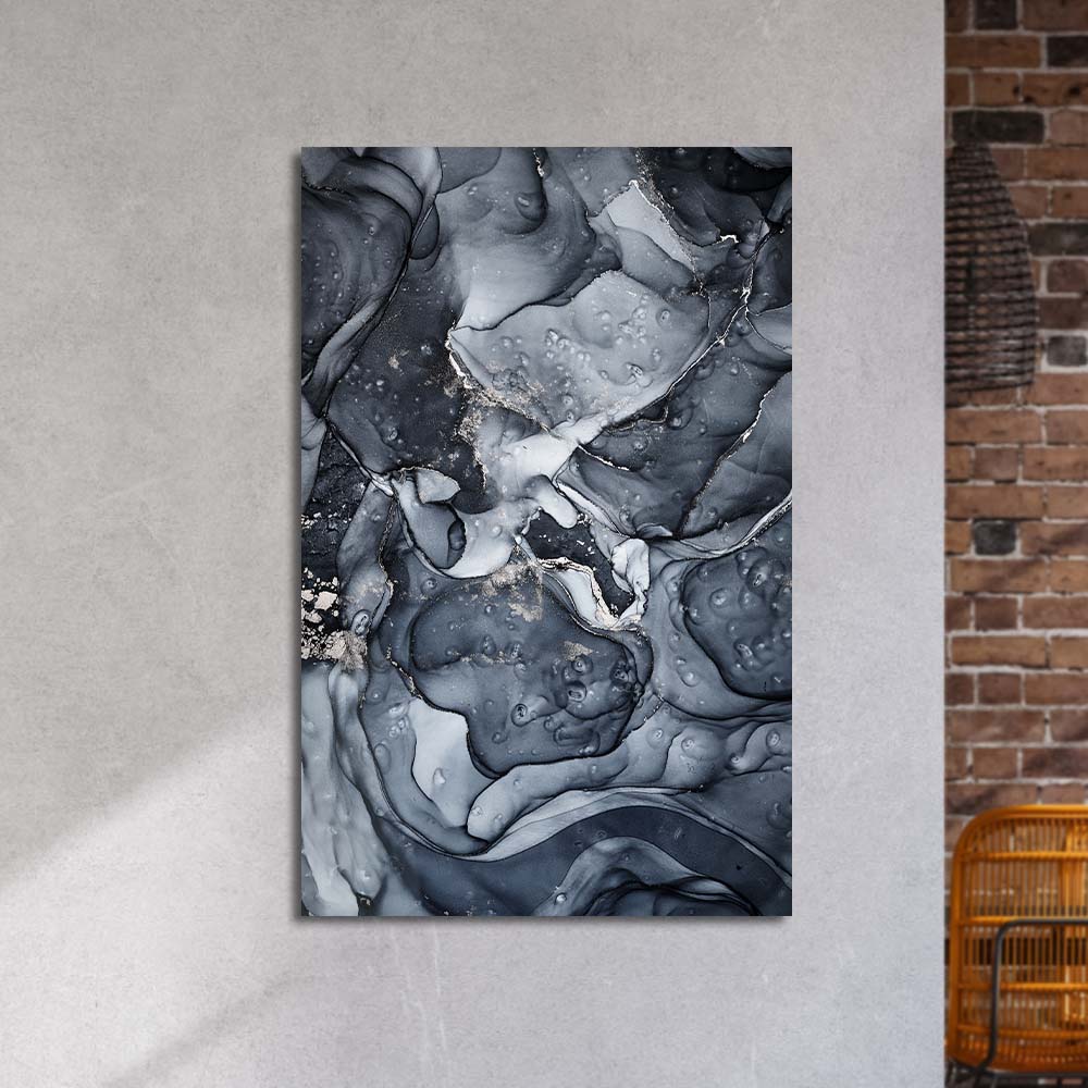 Dark Grey Alcohol Ink Abstract Glass Wall Art