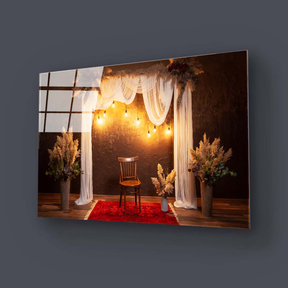 Decorated Chair Glass Wall Art