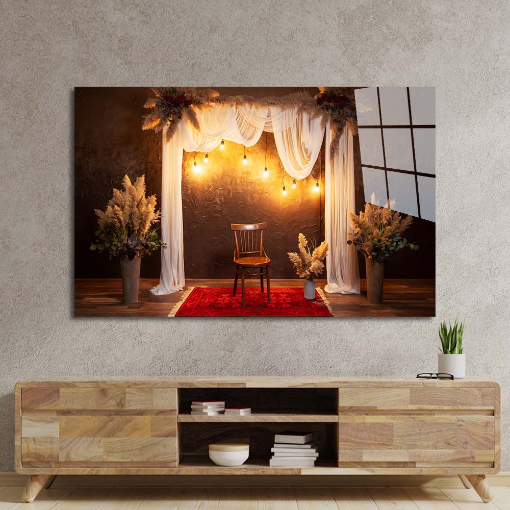 Decorated Chair Glass Wall Art