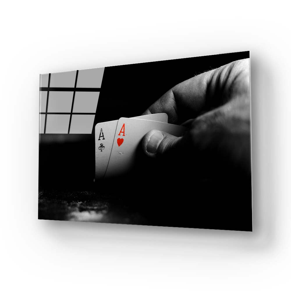 Double Aces Playing Cards Glass Wall Art