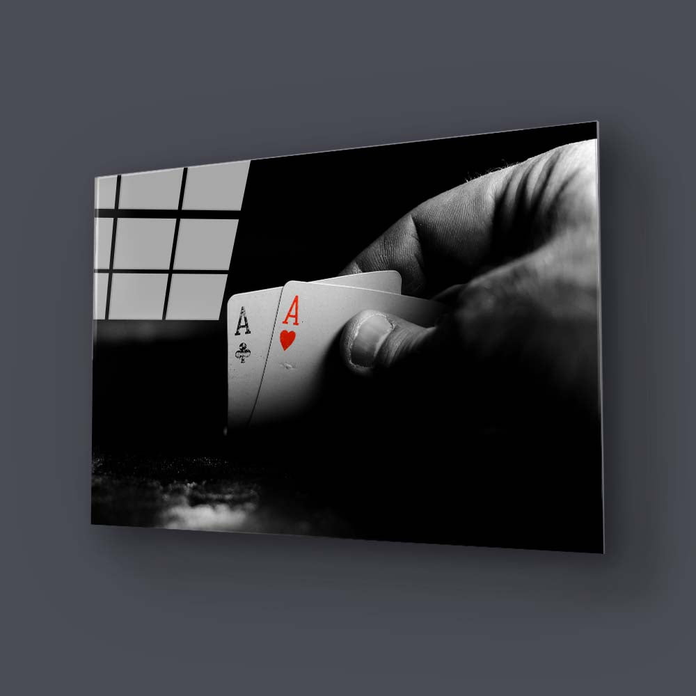 Double Aces Playing Cards Glass Wall Art