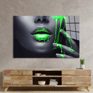 Dripping Neon Paint Glass Wall Art