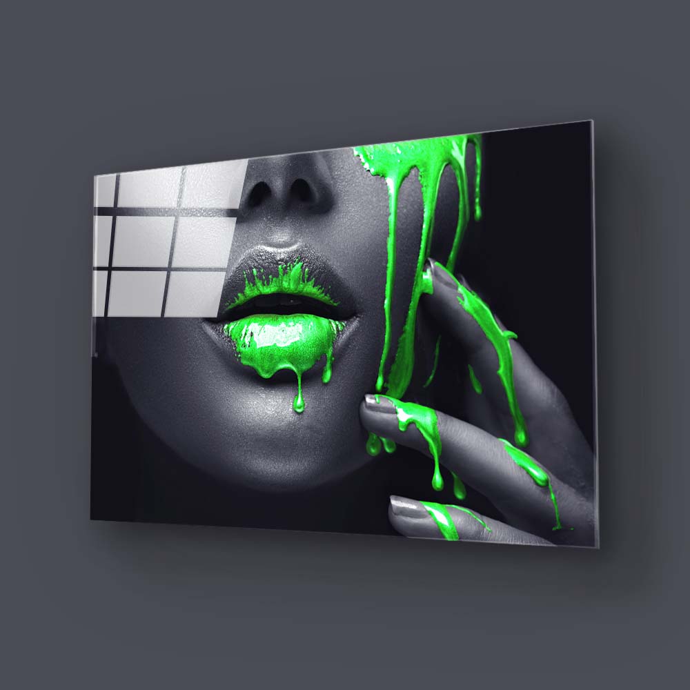 Dripping Neon Paint Glass Wall Art