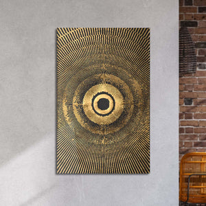 Egyptian Circle Sun Rays with Dark Textured Background Glass Wall Art