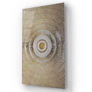 Egyptian Circle Sun Rays with Light Textured Background Glass Wall Art