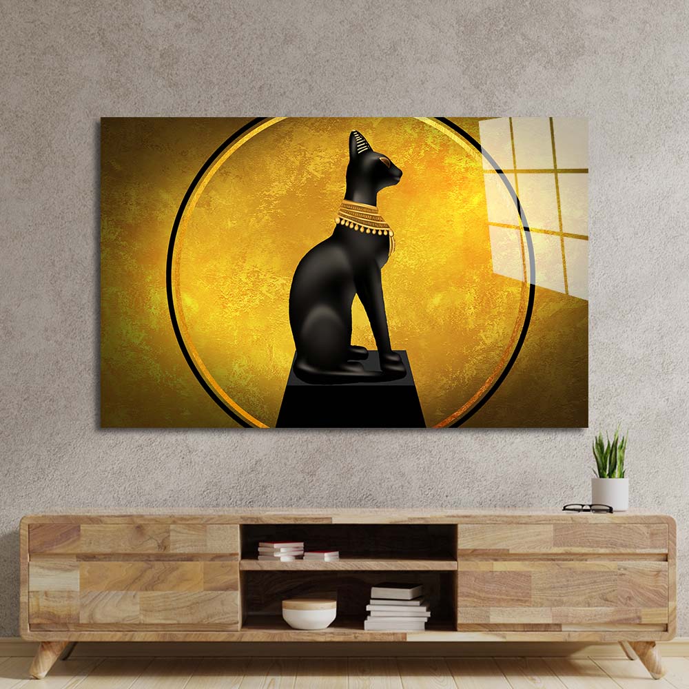 Egyptian Goddess Bastet Glass Wall Art