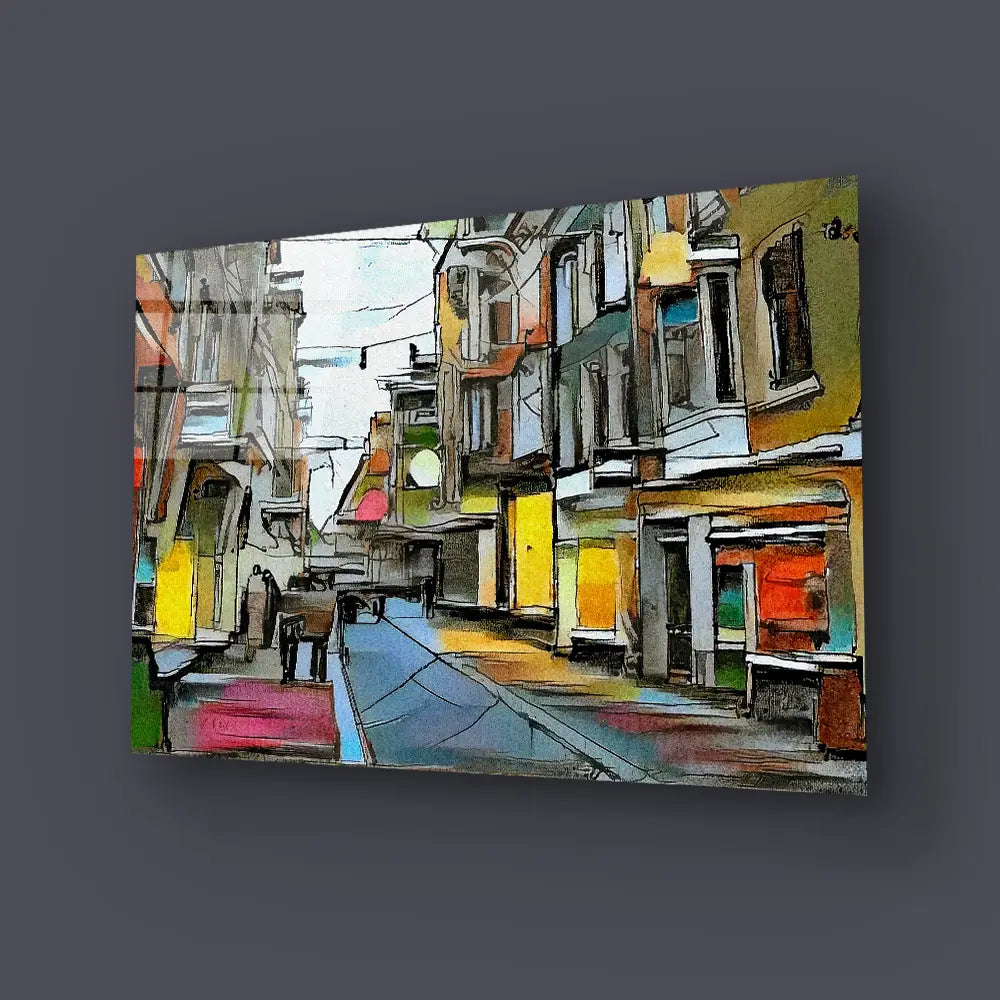 European Urban Landscape Glass Wall Art