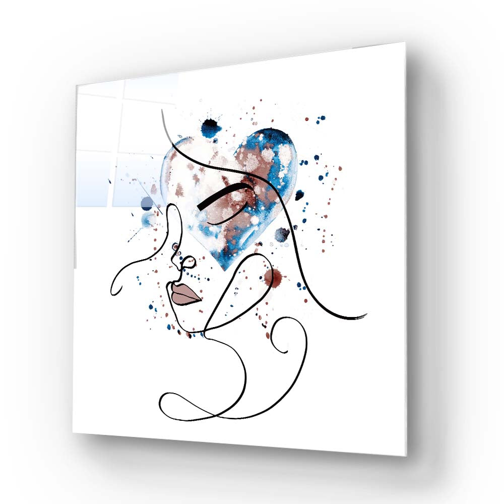 Female Portrait Watercolour Glass Wall Art