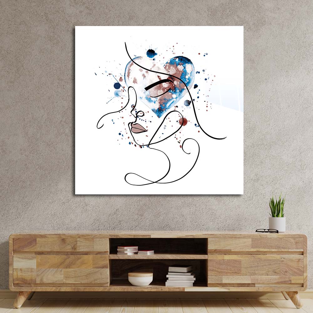 Female Portrait Watercolour Glass Wall Art