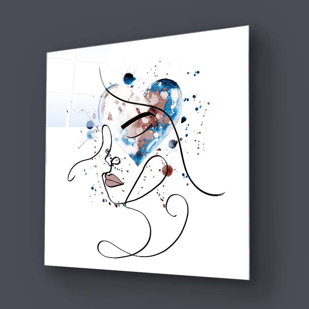Female Portrait Watercolour Glass Wall Art